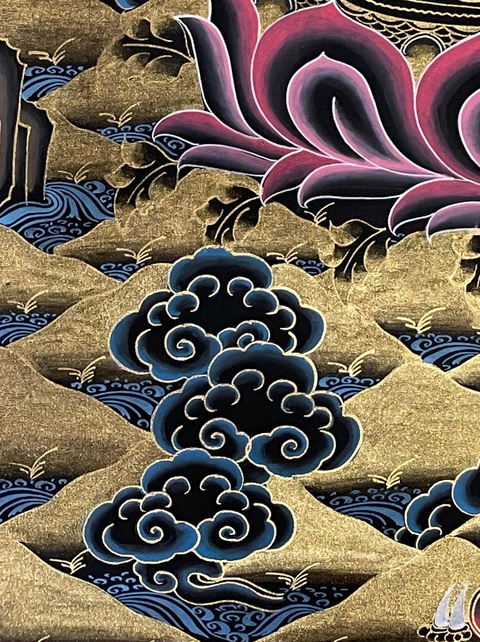 Jambhala thangka, detail: bottom-left corner