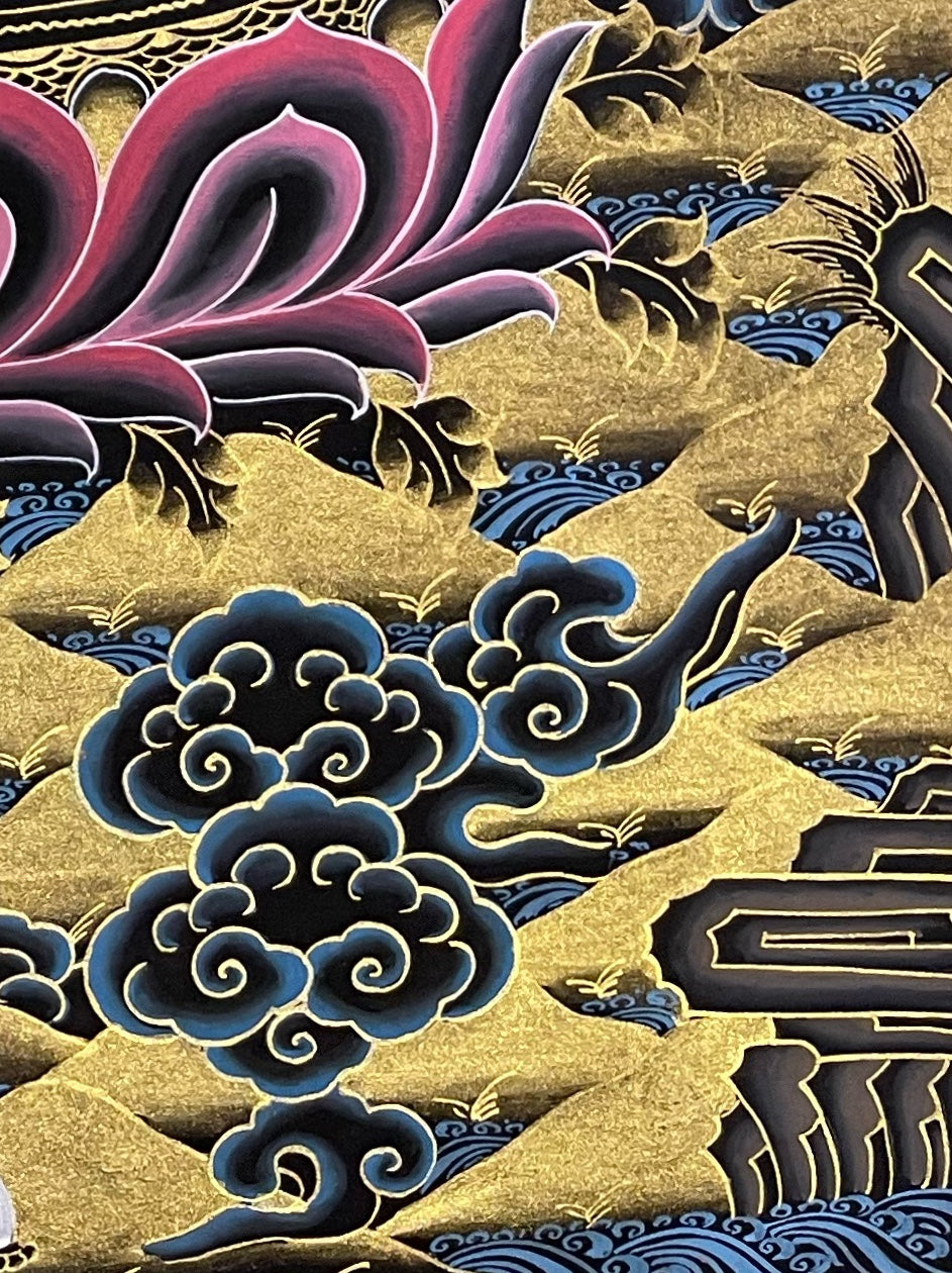 Jambhala thangka, detail: bottom-right corner