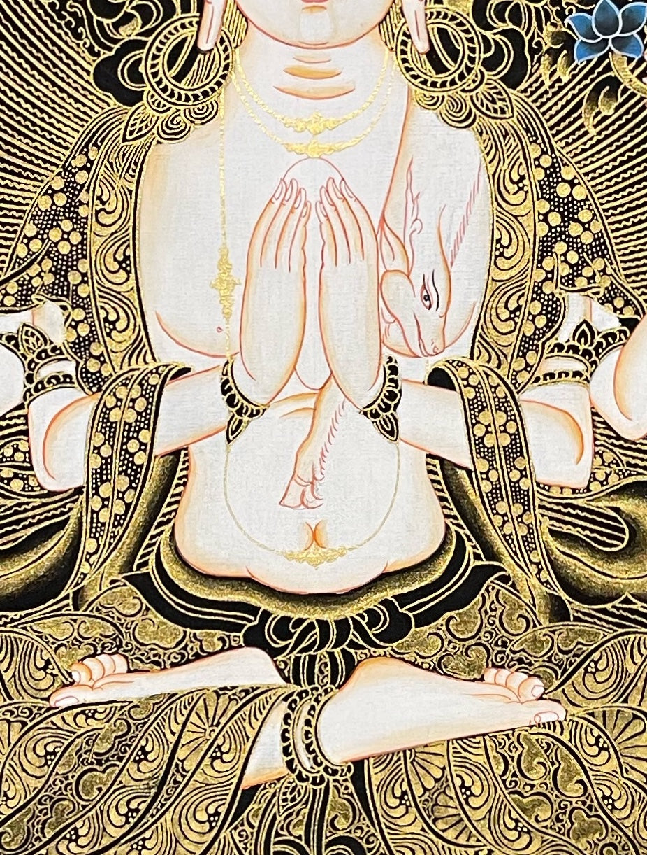 Chenrezig thangka, detail: centre