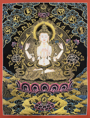 Chenrezig Thangka – 51×66 cm, Classic Grade