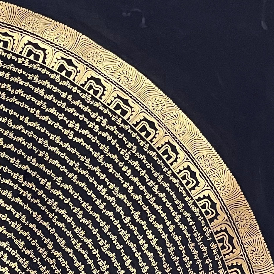 Mantra Mandala thangka, detail: top-right corner