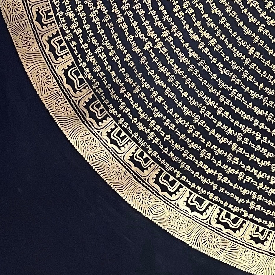 Mantra Mandala thangka, detail: bottom-left corner