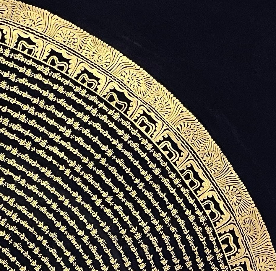 Mantra Mandala thangka, detail: top-right corner