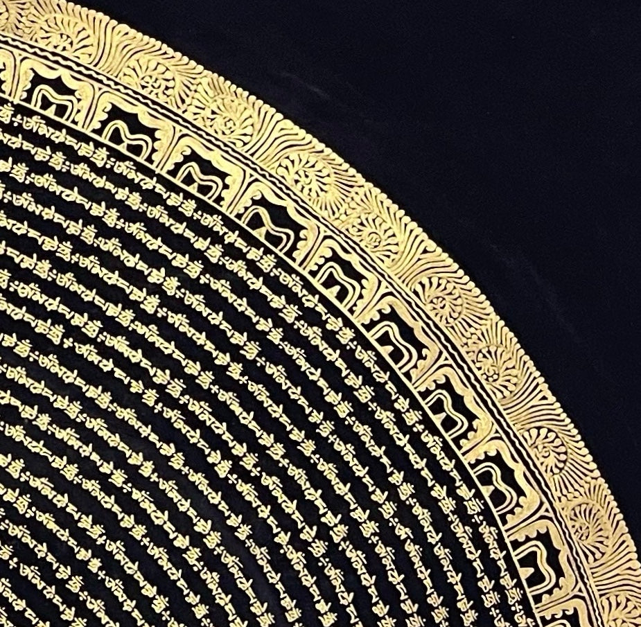 Mantra Mandala thangka, detail: top-right corner