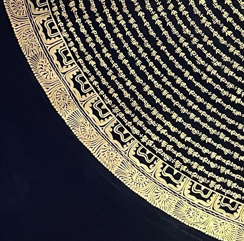 Mantra Mandala thangka, detail: bottom-left corner