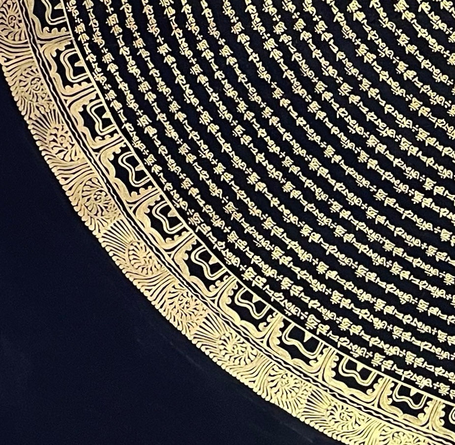 Mantra Mandala thangka, detail: bottom-left corner