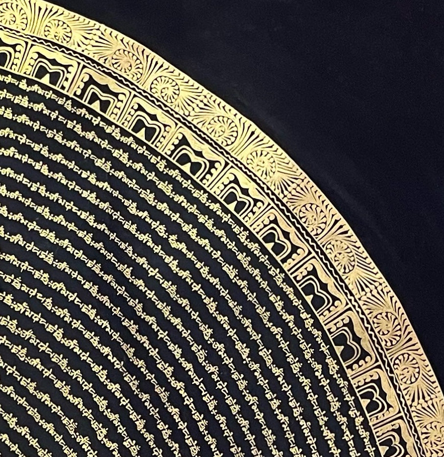 Mantra Mandala thangka, detail: top-right corner