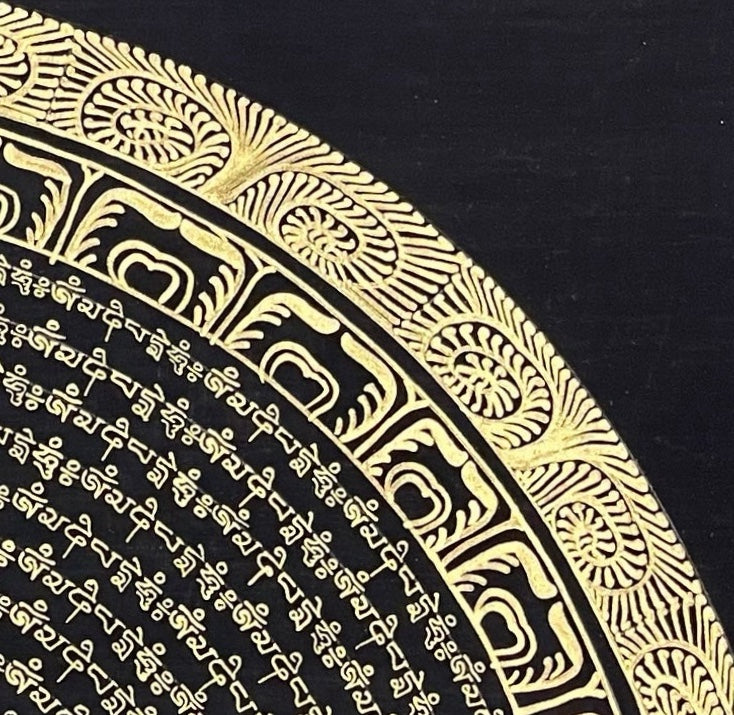 Mantra Mandala thangka, detail: top-right corner