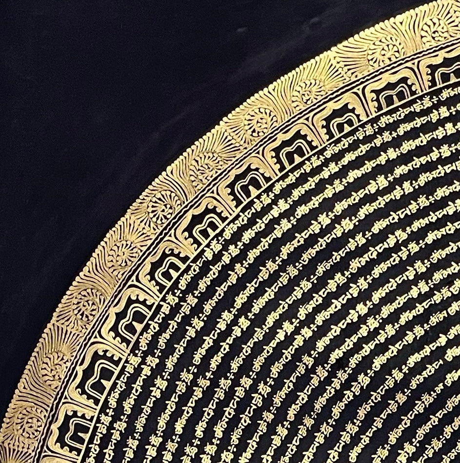 Mantra Mandala thangka, detail: top-left corner