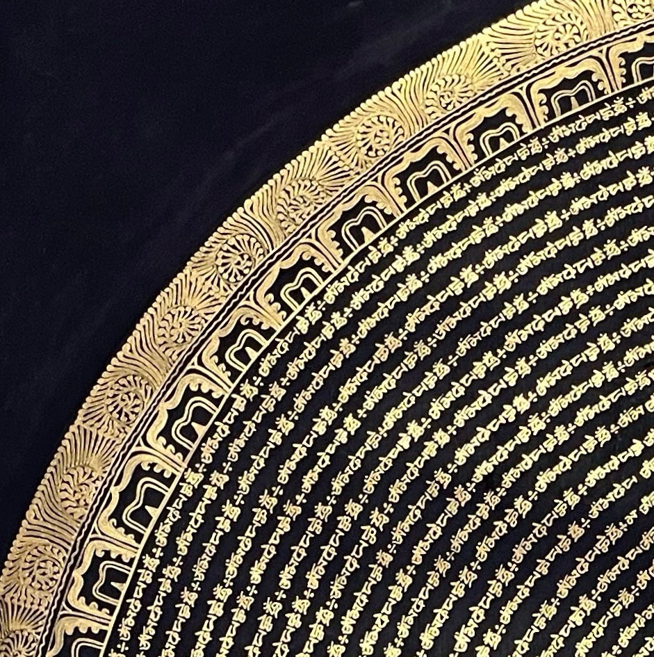Mantra Mandala thangka, detail: top-left corner