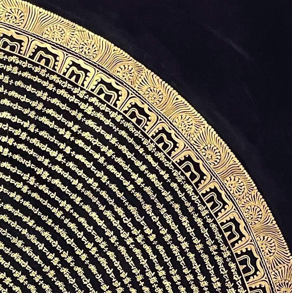 Mantra Mandala thangka, detail: top-right corner