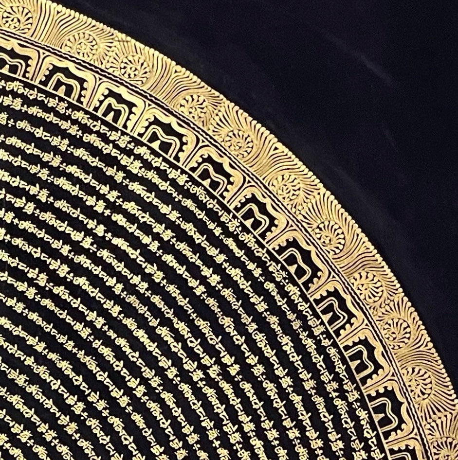 Mantra Mandala thangka, detail: top-right corner