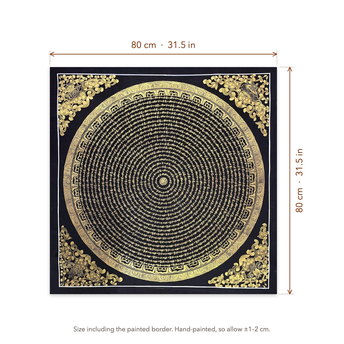 Size diagram: 80 × 80 cm (31.5 × 31.5 in), including the painted border