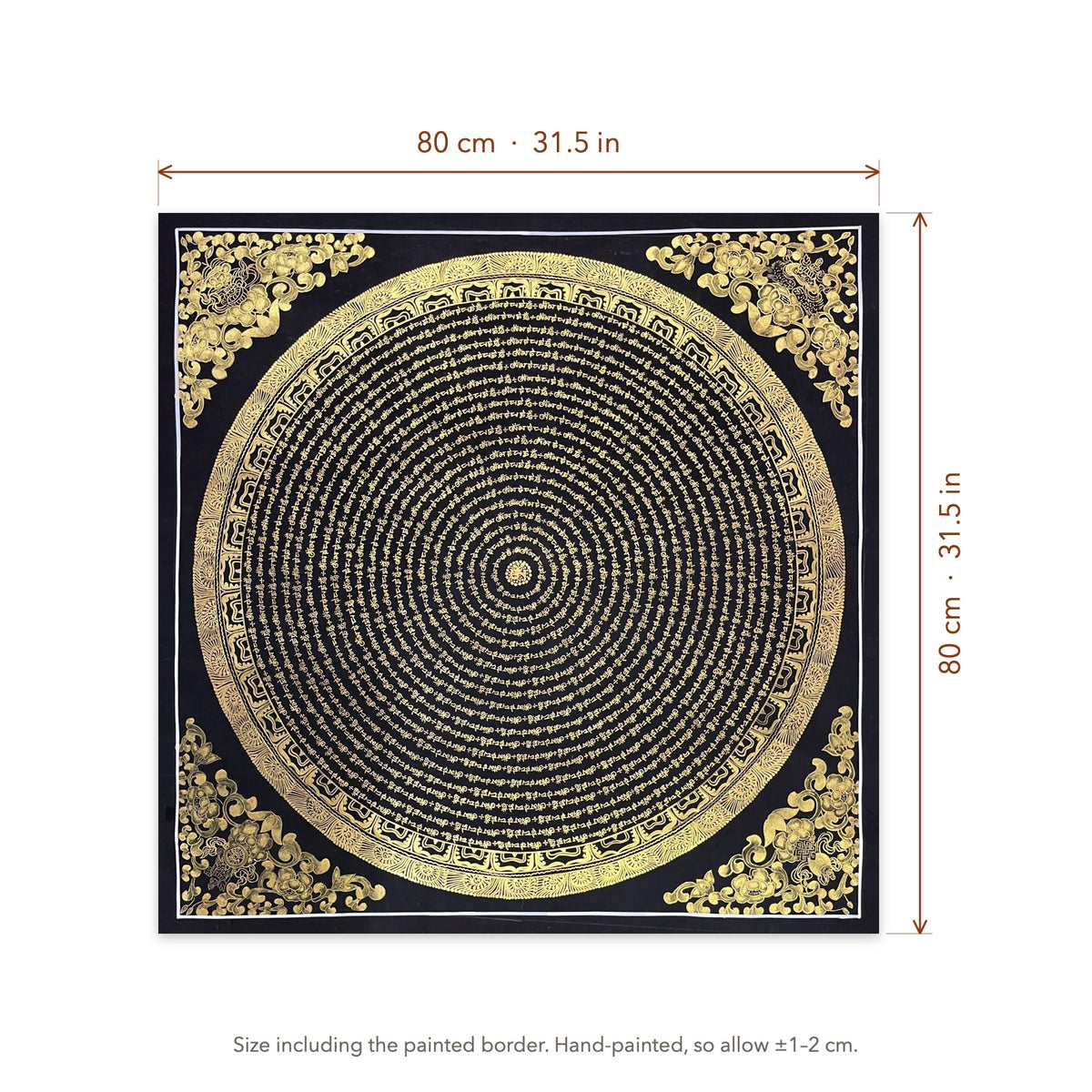 Size diagram: 80 × 80 cm (31.5 × 31.5 in), including the painted border