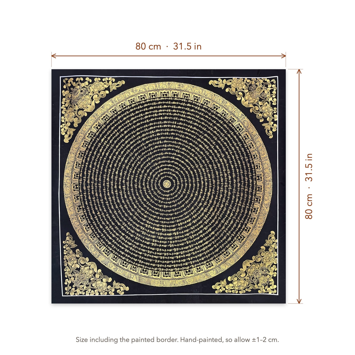 Size diagram: 80 × 80 cm (31.5 × 31.5 in), including the painted border