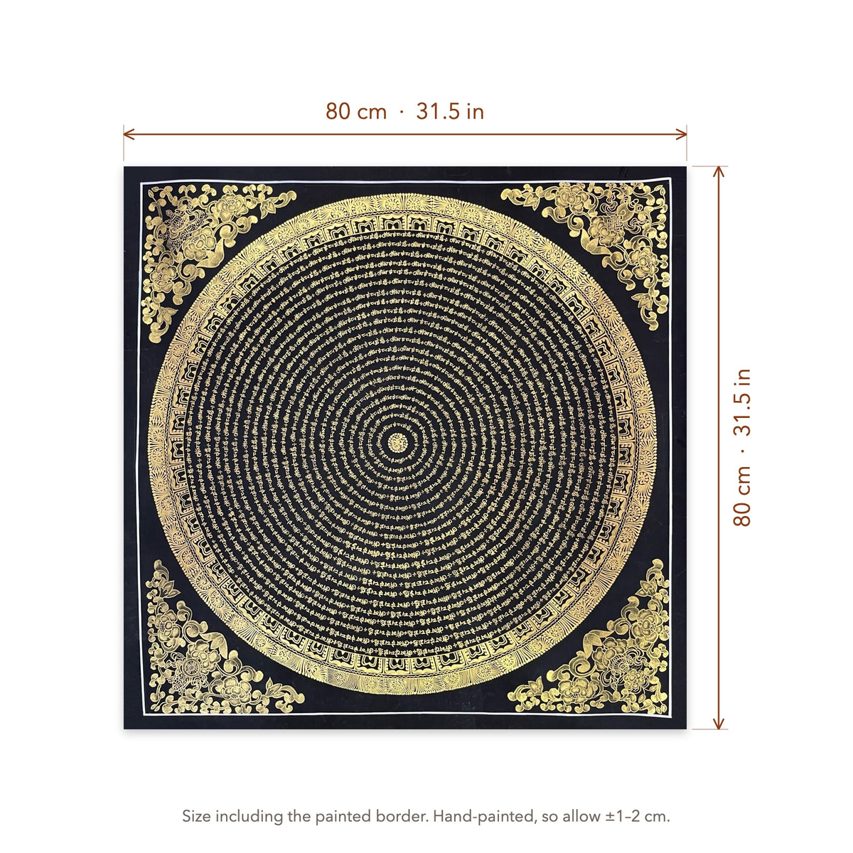 Size diagram: 80 × 80 cm (31.5 × 31.5 in), including the painted border