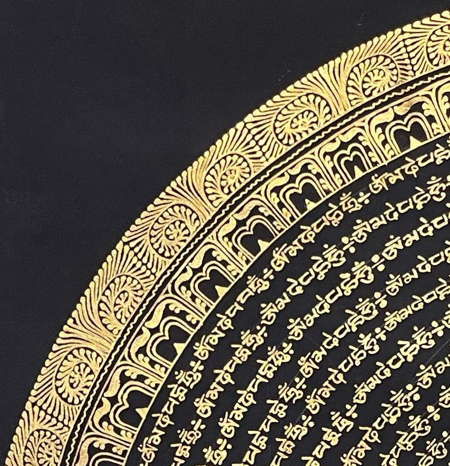 Mantra Mandala thangka, detail: top-left corner