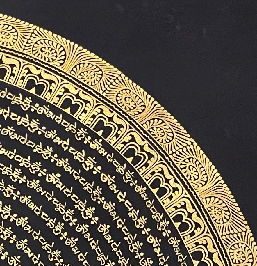 Mantra Mandala thangka, detail: top-right corner