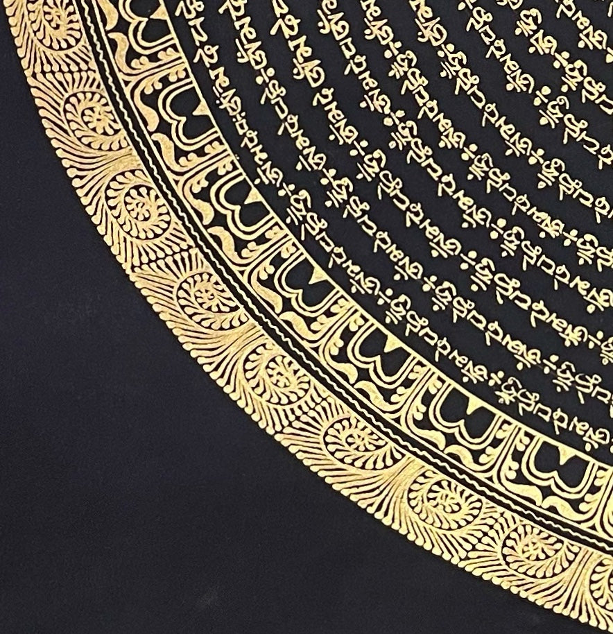 Mantra Mandala thangka, detail: bottom-left corner
