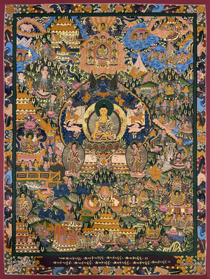 Buddha Life Story Thangka – 63×83 cm, Classic Grade