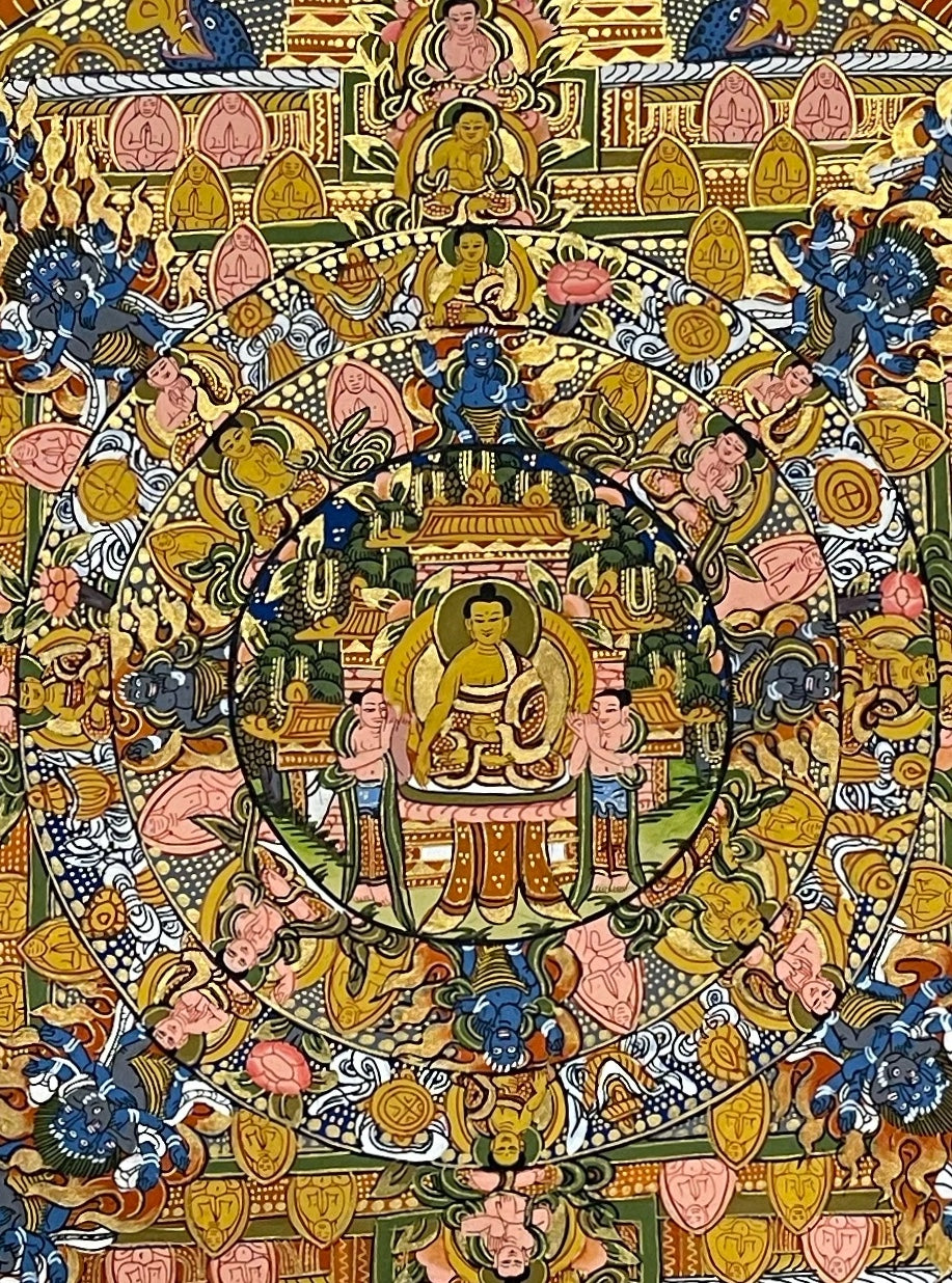 Buddha Mandala thangka, detail: centre