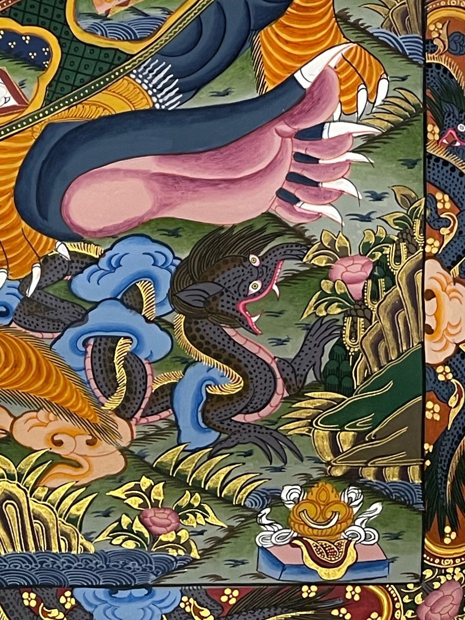 Wheel of Life thangka, detail: bottom-right corner