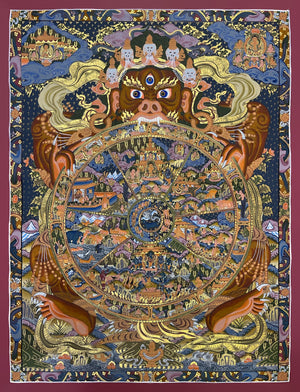 Wheel of Life Thangka – 63×82 cm, Classic Grade