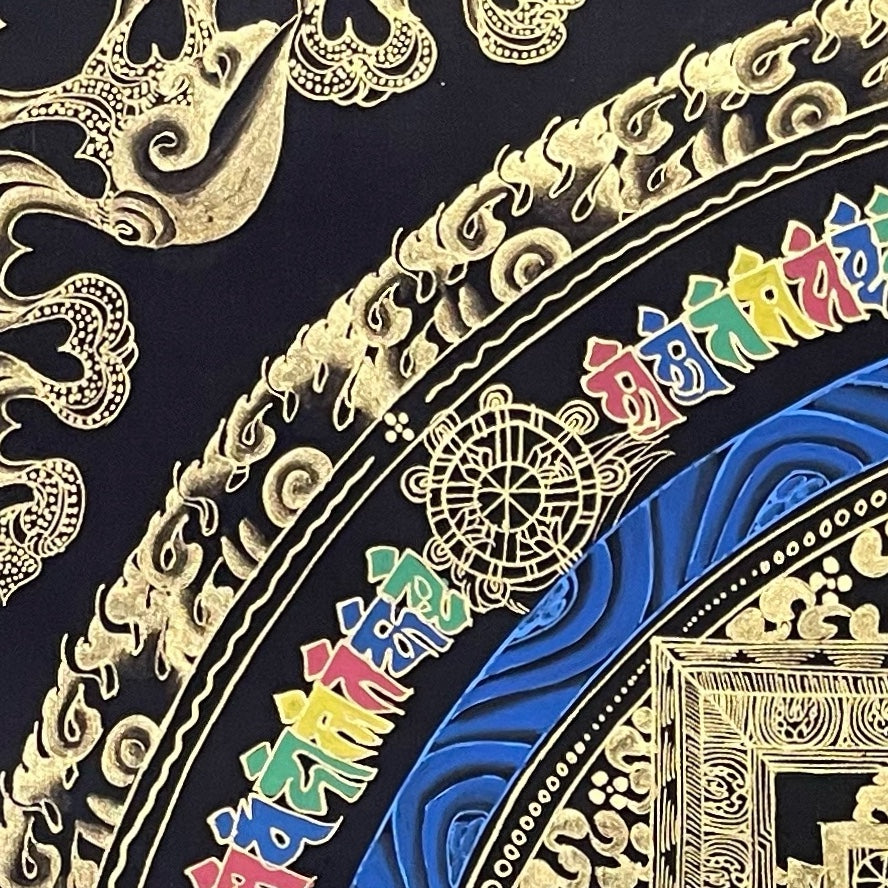 Kalachakra Mandala thangka, detail: top-left corner