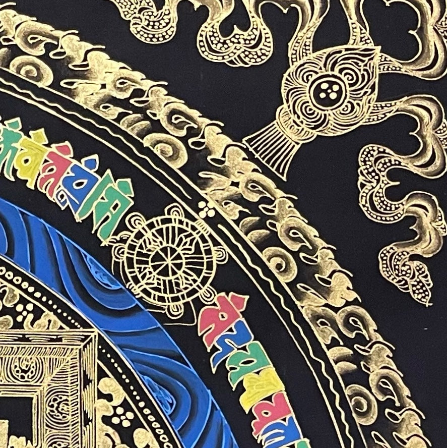 Kalachakra Mandala thangka, detail: top-right corner