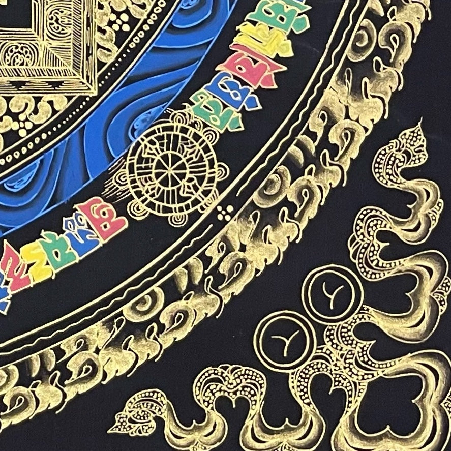 Kalachakra Mandala thangka, detail: bottom-right corner