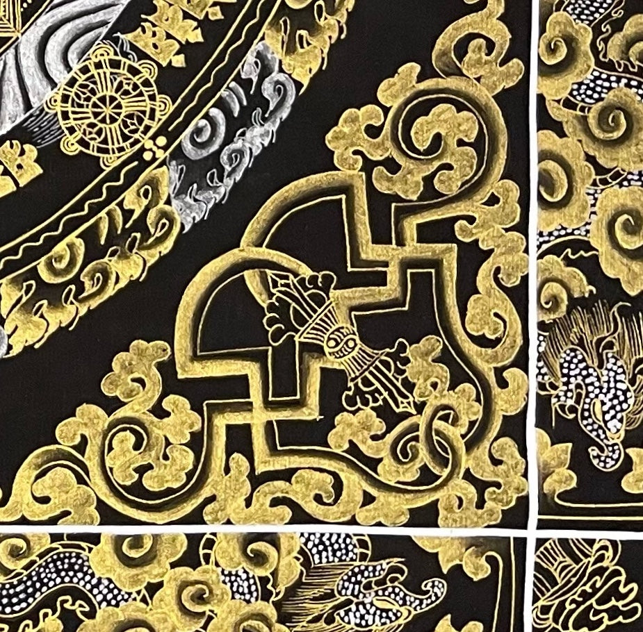 Kalachakra Mandala thangka, detail: bottom-right corner