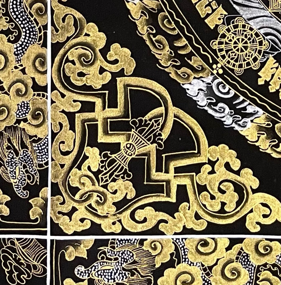 Kalachakra Mandala thangka, detail: bottom-left corner