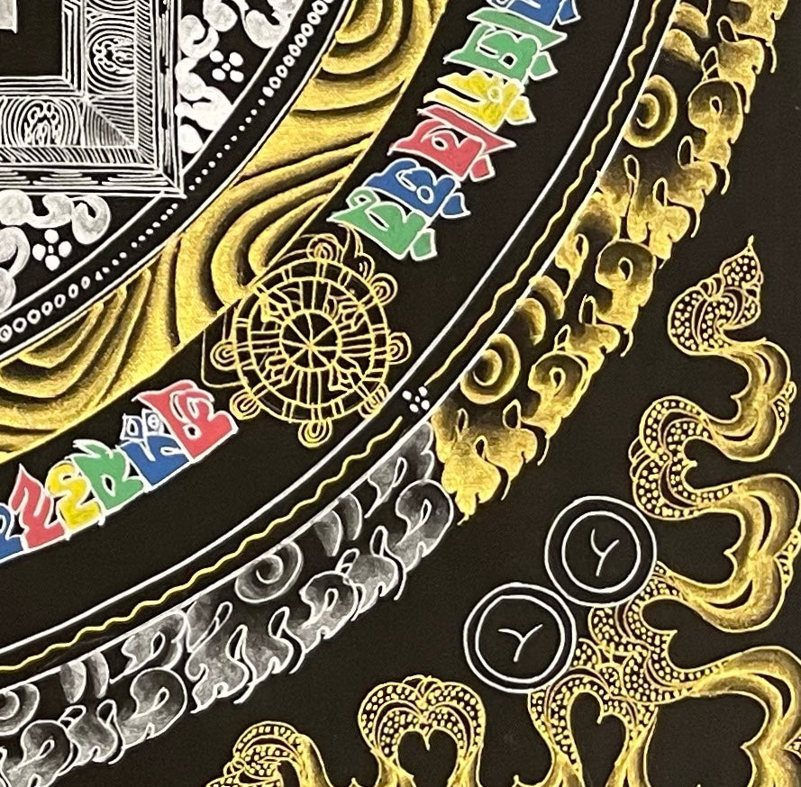 Kalachakra Mandala thangka, detail: bottom-right corner