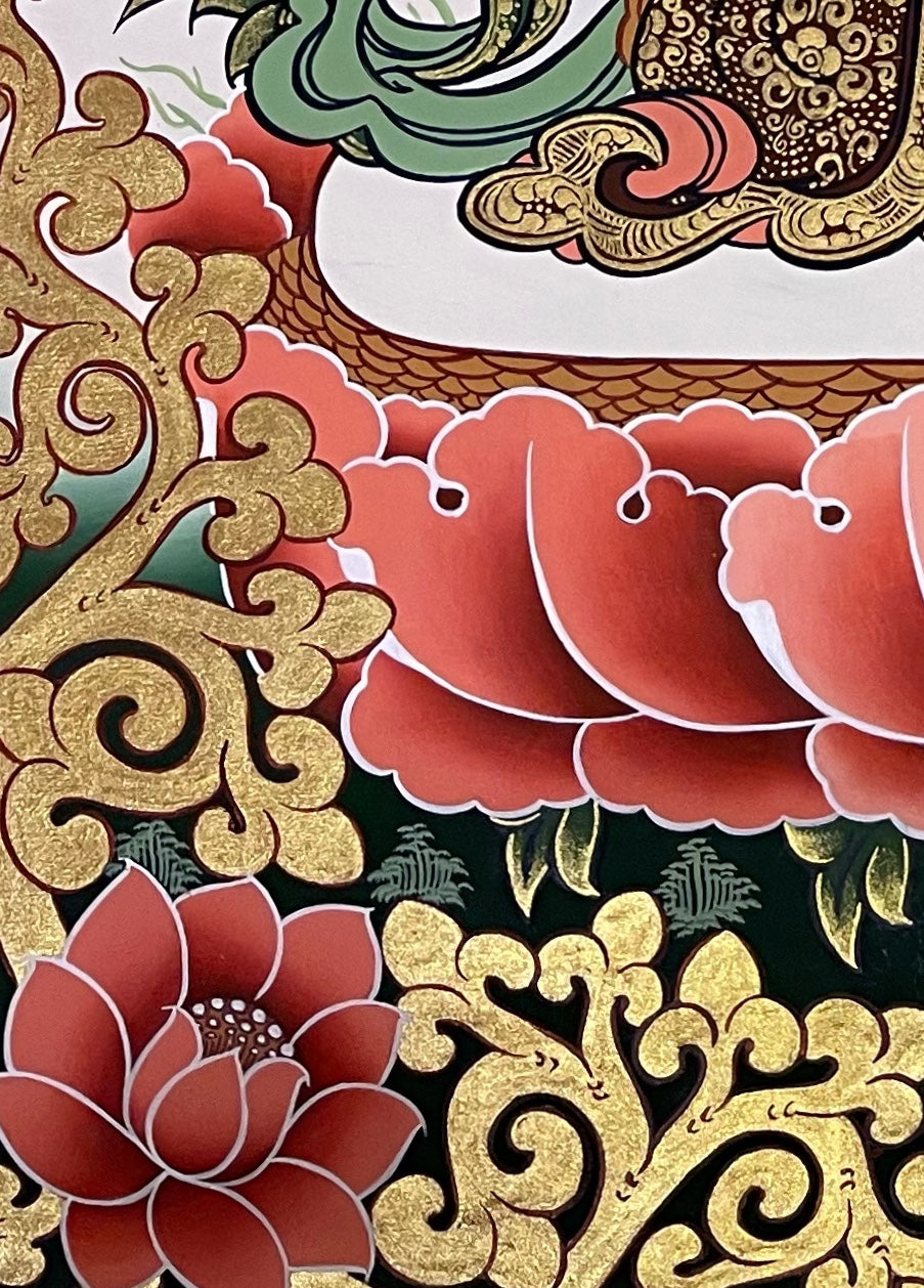 Manjushri thangka, detail: bottom-left corner