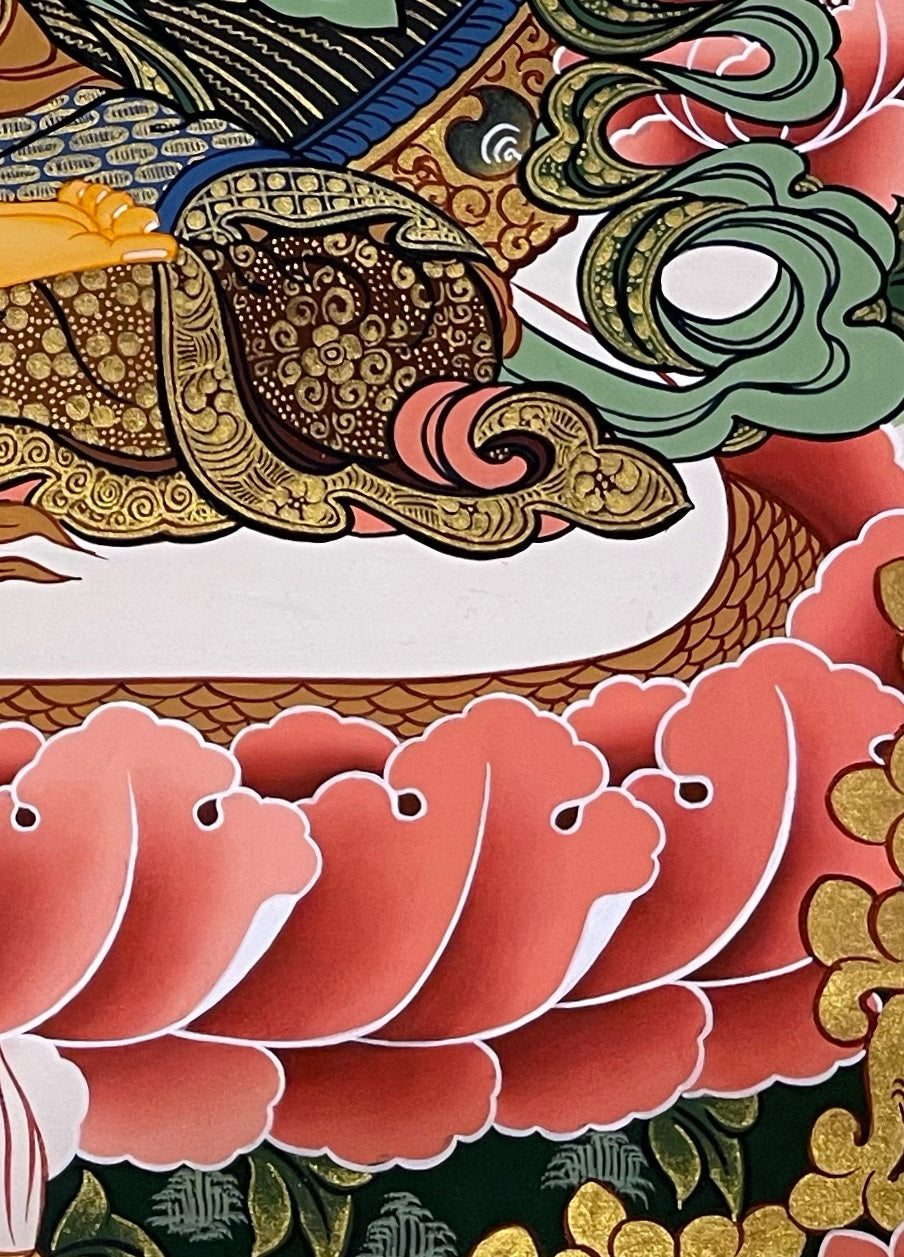 Manjushri thangka, detail: bottom-right corner
