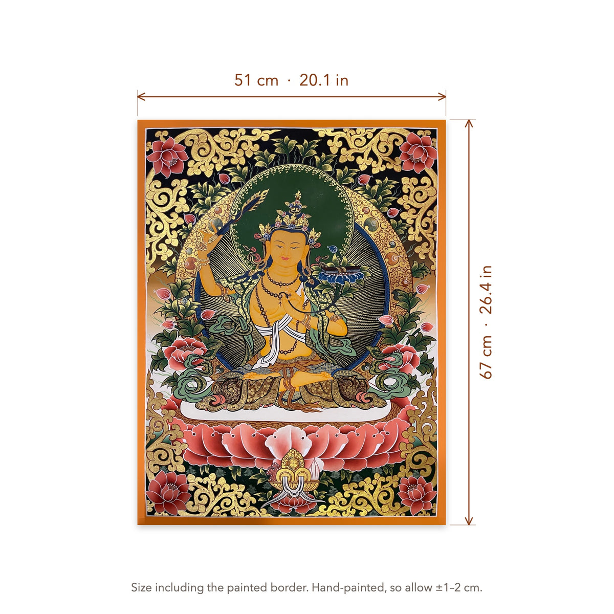 Size diagram: 51 × 67 cm (20.1 × 26.4 in), including the painted border