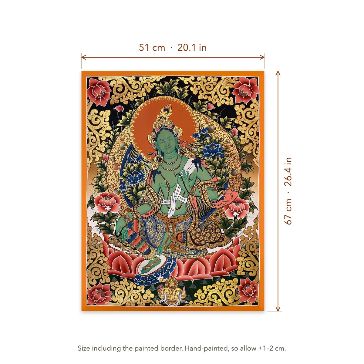 Size diagram: 51 × 67 cm (20.1 × 26.4 in), including the painted border