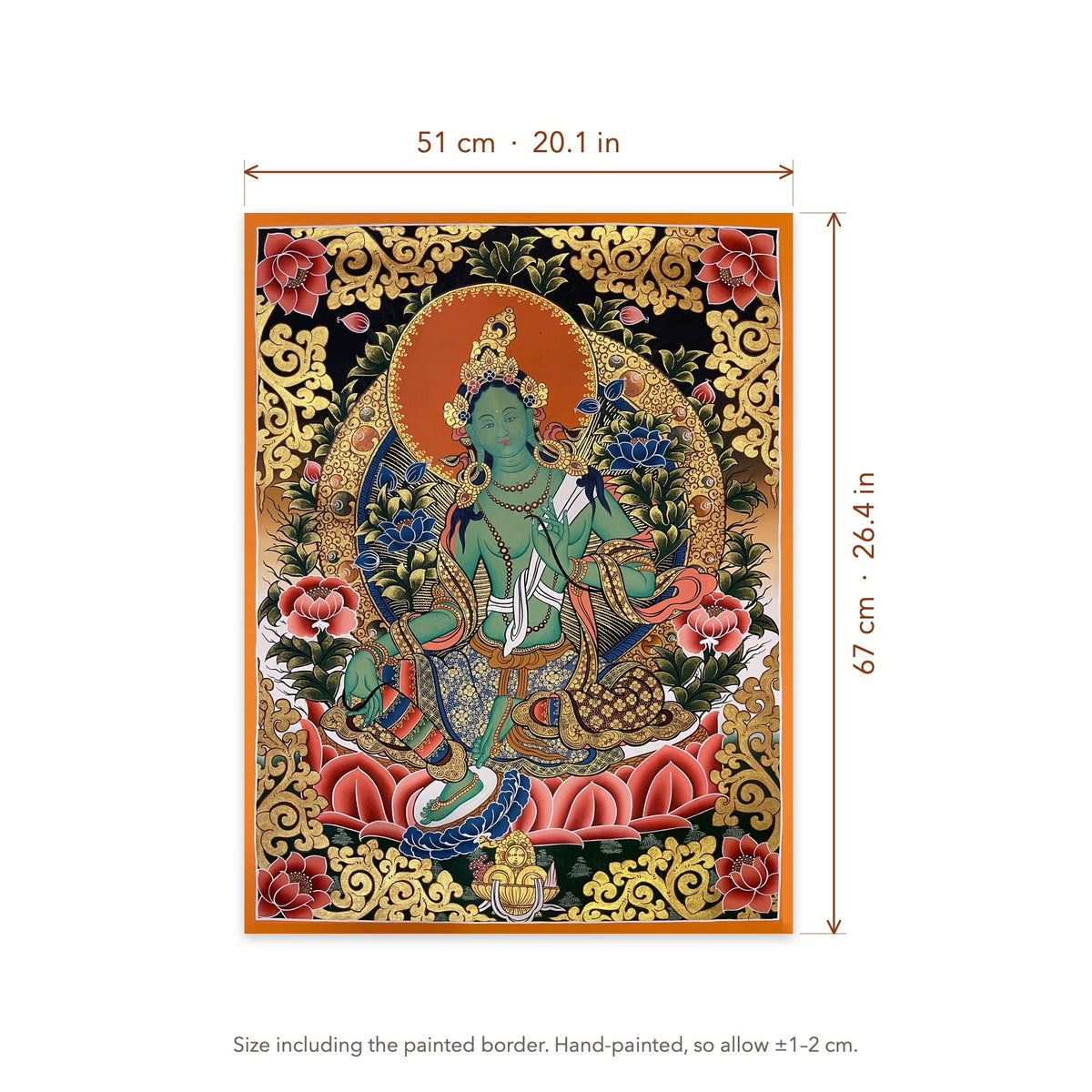 Size diagram: 51 × 67 cm (20.1 × 26.4 in), including the painted border