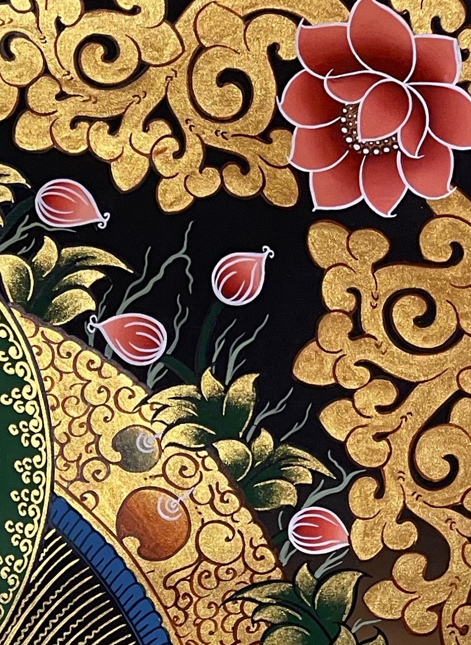 Jambhala thangka, detail: top-right corner