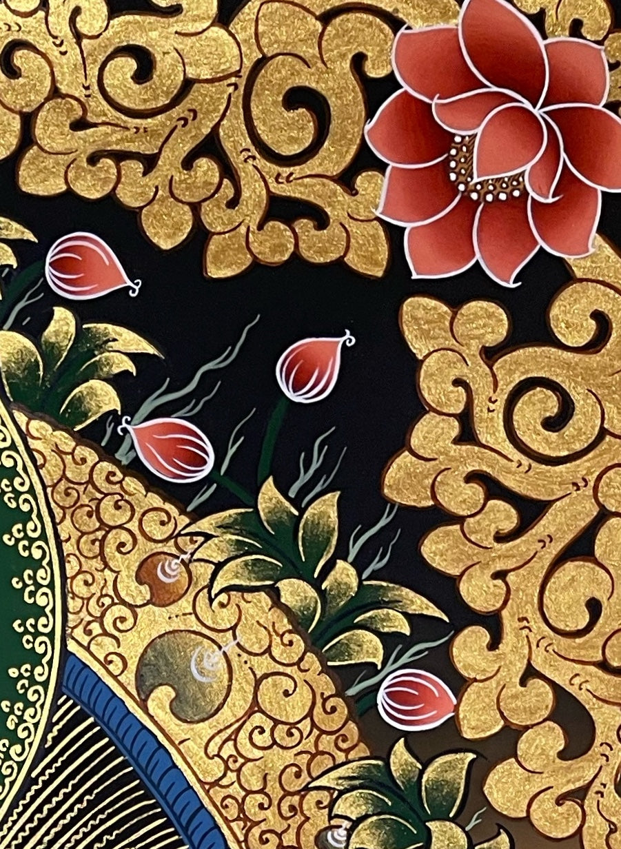 Jambhala thangka, detail: top-right corner
