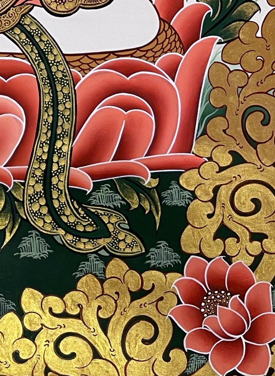 Jambhala thangka, detail: bottom-right corner