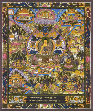 Buddha Life Story Thangka – 46×54 cm, Classic Grade