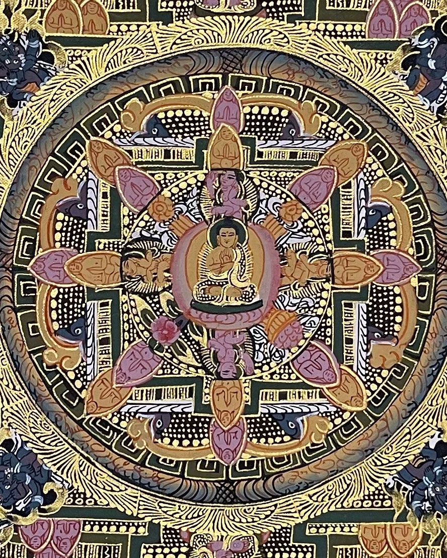 Buddha Mandala thangka, detail: centre
