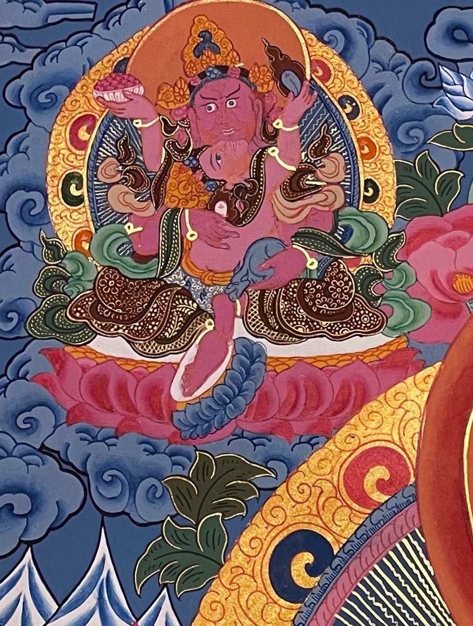 Jambhala thangka, detail: top-left corner