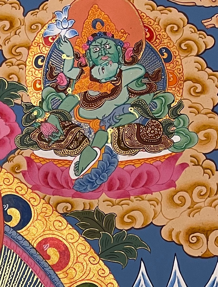 Jambhala thangka, detail: top-right corner