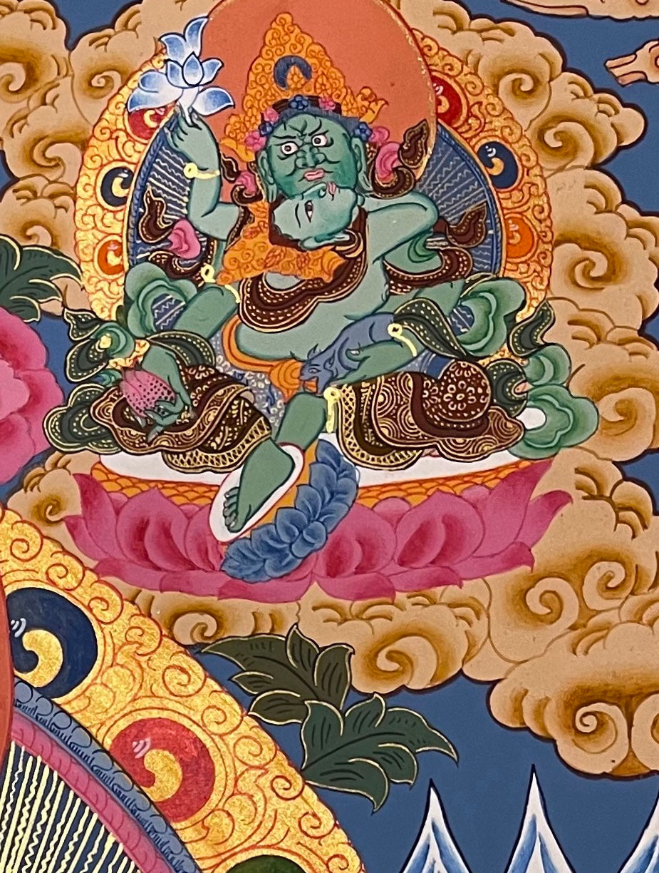 Jambhala thangka, detail: top-right corner