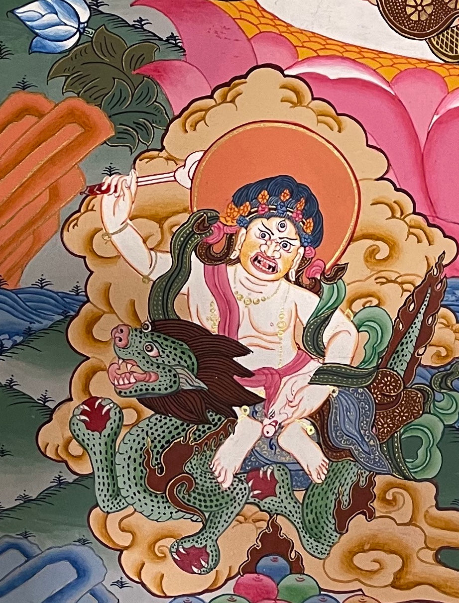 Jambhala thangka, detail: bottom-left corner