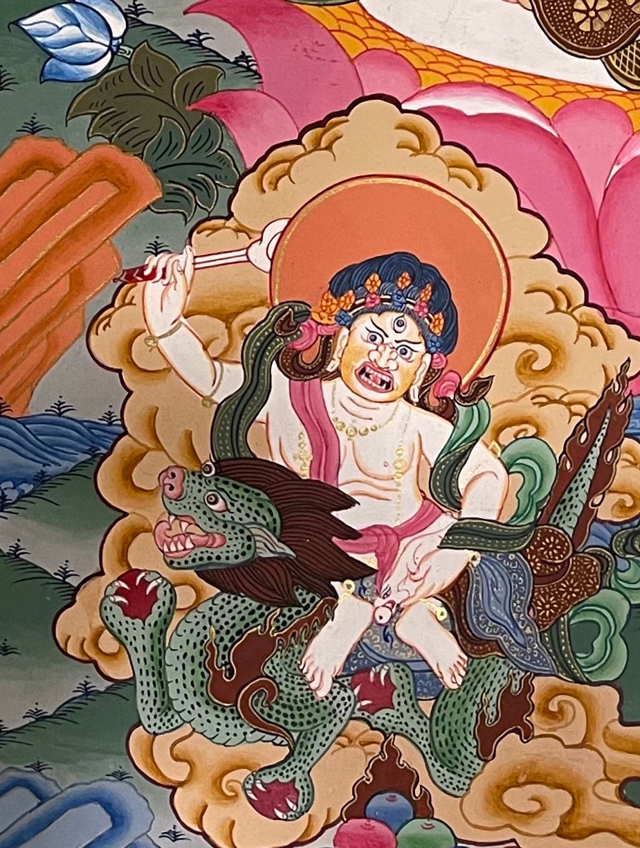 Jambhala thangka, detail: bottom-left corner