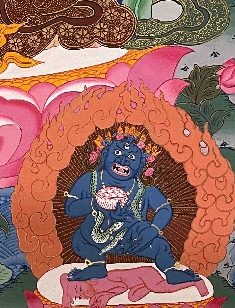 Jambhala thangka, detail: bottom-right corner
