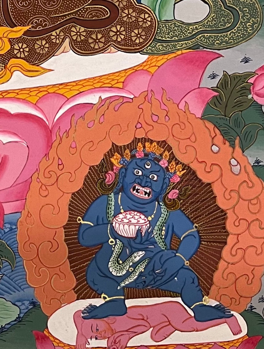 Jambhala thangka, detail: bottom-right corner
